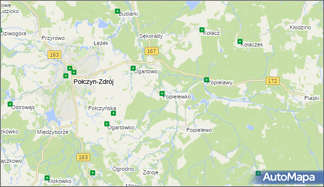 mapa Popielewko, Popielewko na mapie Targeo