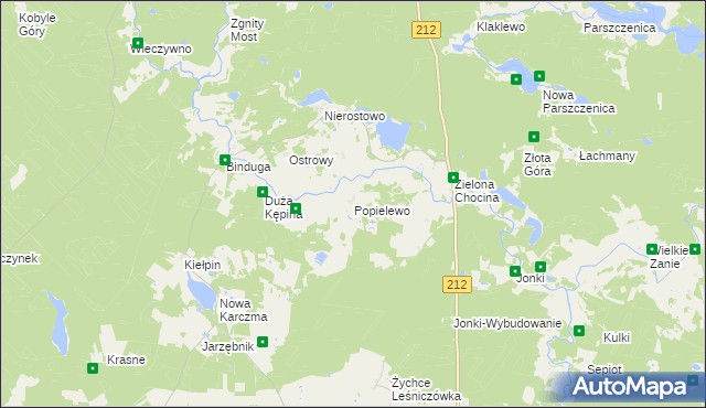 mapa Popielewo gmina Konarzyny, Popielewo gmina Konarzyny na mapie Targeo