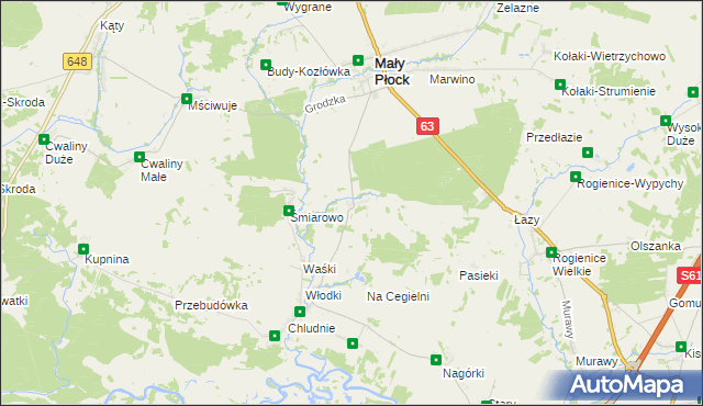 mapa Popki gmina Mały Płock, Popki gmina Mały Płock na mapie Targeo