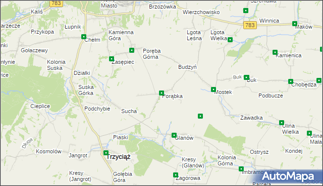 mapa Porąbka gmina Trzyciąż, Porąbka gmina Trzyciąż na mapie Targeo