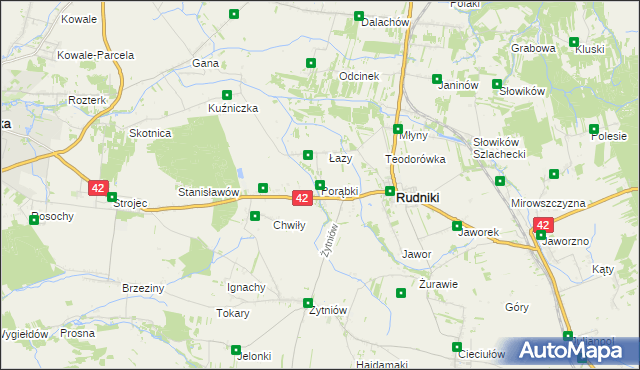 mapa Porąbki gmina Rudniki, Porąbki gmina Rudniki na mapie Targeo