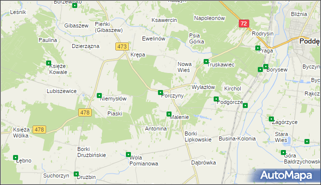 mapa Porczyny, Porczyny na mapie Targeo