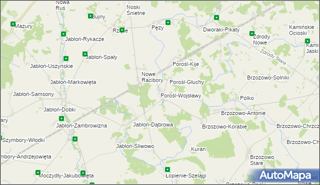 mapa Porośl-Wojsławy, Porośl-Wojsławy na mapie Targeo