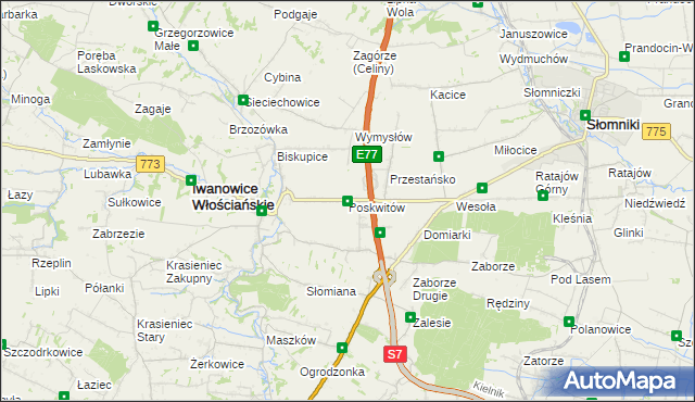 mapa Poskwitów, Poskwitów na mapie Targeo