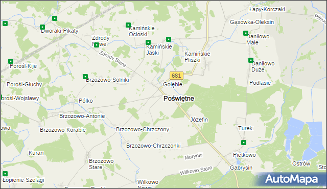 mapa Poświętne powiat białostocki, Poświętne powiat białostocki na mapie Targeo