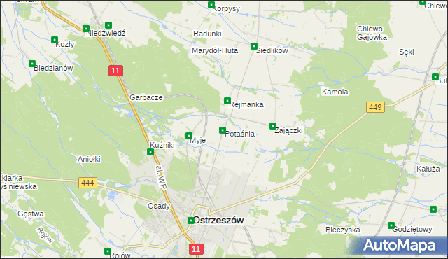 mapa Potaśnia gmina Ostrzeszów, Potaśnia gmina Ostrzeszów na mapie Targeo