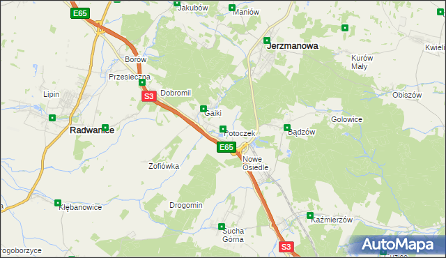 mapa Potoczek gmina Jerzmanowa, Potoczek gmina Jerzmanowa na mapie Targeo