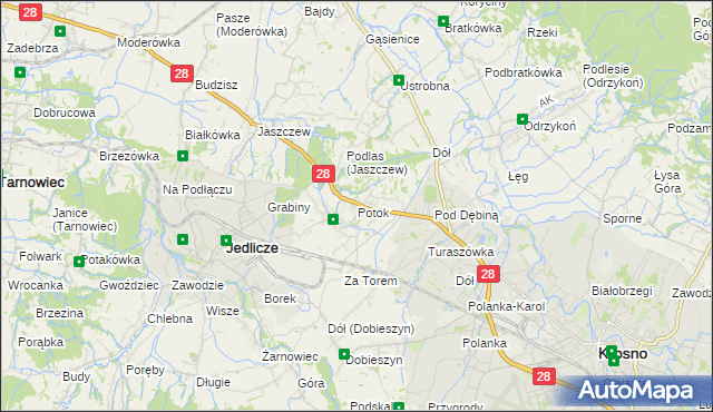 mapa Potok gmina Jedlicze, Potok gmina Jedlicze na mapie Targeo