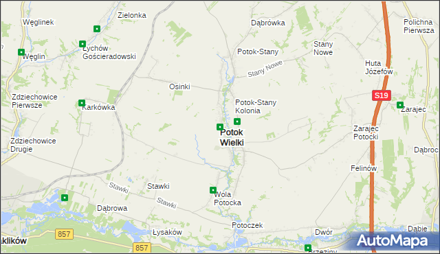 mapa Potok Wielki powiat janowski, Potok Wielki powiat janowski na mapie Targeo