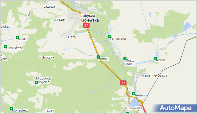 mapa Potoki gmina Lubycza Królewska, Potoki gmina Lubycza Królewska na mapie Targeo