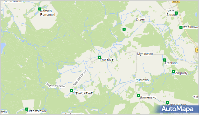 mapa Powalice gmina Sławoborze, Powalice gmina Sławoborze na mapie Targeo