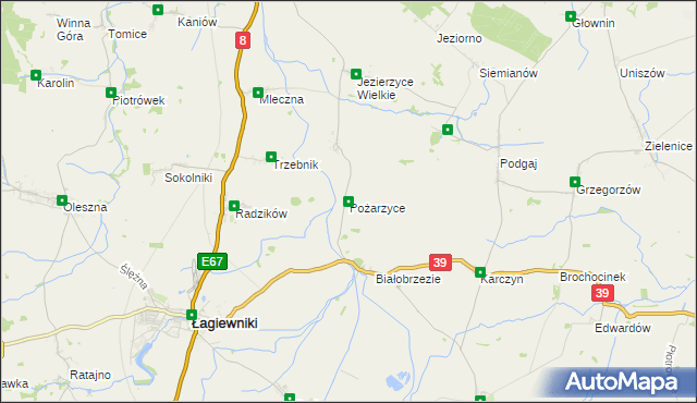 mapa Pożarzyce, Pożarzyce na mapie Targeo