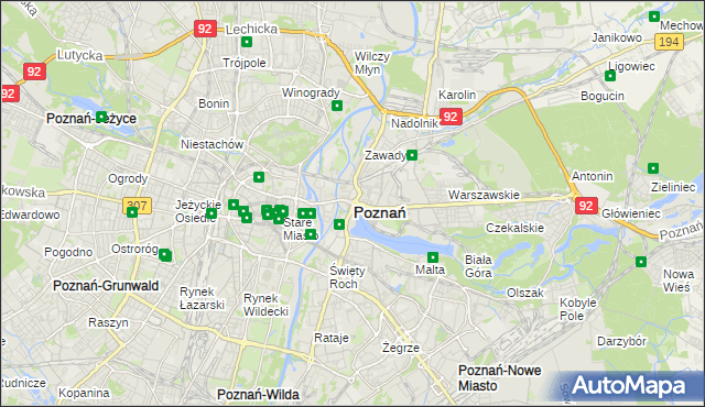 mapa Poznania, Poznań na mapie Targeo