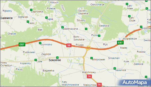 mapa Prusak, Prusak na mapie Targeo