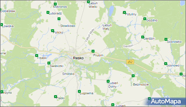 mapa Prusim gmina Resko, Prusim gmina Resko na mapie Targeo