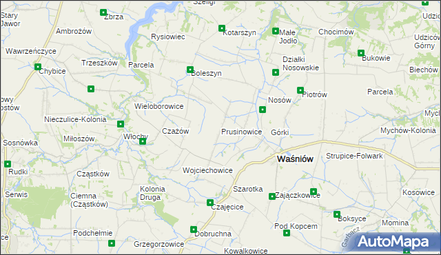 mapa Prusinowice gmina Waśniów, Prusinowice gmina Waśniów na mapie Targeo