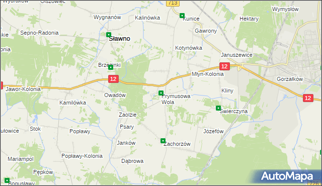 mapa Prymusowa Wola, Prymusowa Wola na mapie Targeo