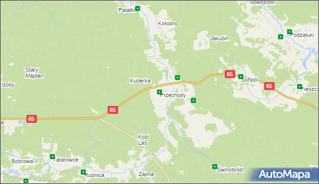 mapa Przechody gmina Gródek, Przechody gmina Gródek na mapie Targeo