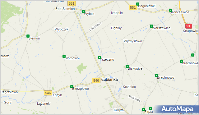 mapa Przeczno gmina Łubianka, Przeczno gmina Łubianka na mapie Targeo
