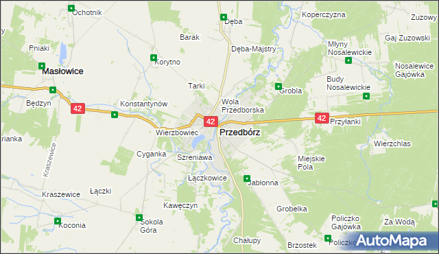 mapa Przedbórz powiat radomszczański, Przedbórz powiat radomszczański na mapie Targeo