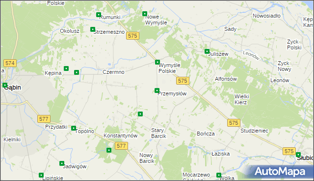 mapa Przemysłów gmina Gąbin, Przemysłów gmina Gąbin na mapie Targeo