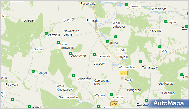 mapa Przezwody gmina Wodzisław, Przezwody gmina Wodzisław na mapie Targeo