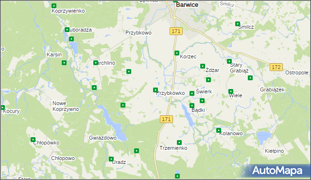 mapa Przybkówko, Przybkówko na mapie Targeo