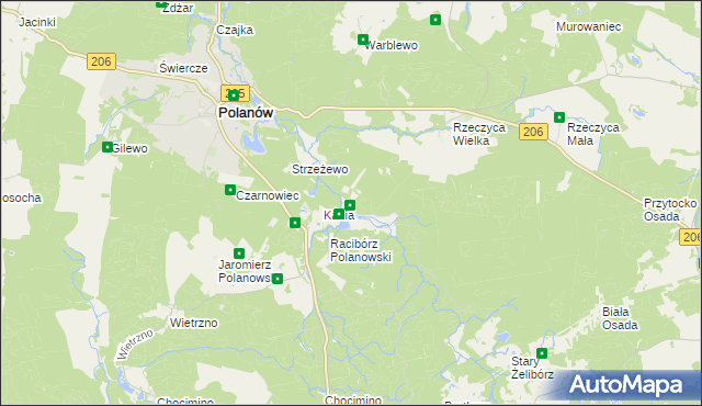 mapa Przybrodzie gmina Polanów, Przybrodzie gmina Polanów na mapie Targeo