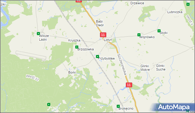 mapa Przybysław gmina Okonek, Przybysław gmina Okonek na mapie Targeo