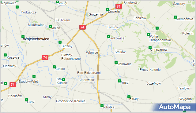 mapa Przybysławice gmina Ożarów, Przybysławice gmina Ożarów na mapie Targeo