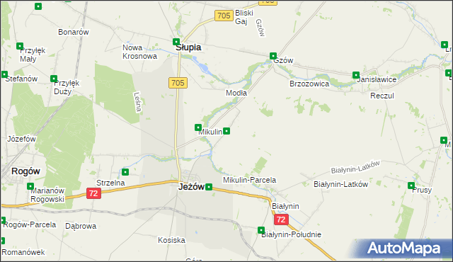 mapa Przybyszyce, Przybyszyce na mapie Targeo