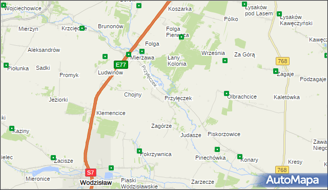 mapa Przyłęczek, Przyłęczek na mapie Targeo