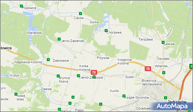 mapa Przysów, Przysów na mapie Targeo