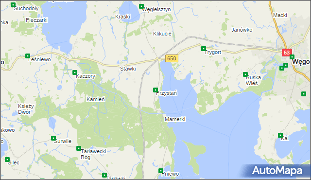 mapa Przystań gmina Węgorzewo, Przystań gmina Węgorzewo na mapie Targeo