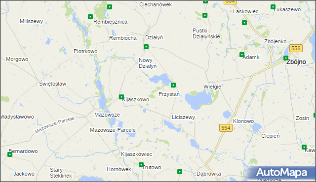 mapa Przystań gmina Zbójno, Przystań gmina Zbójno na mapie Targeo