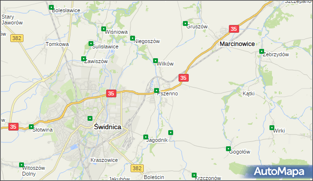 mapa Pszenno, Pszenno na mapie Targeo