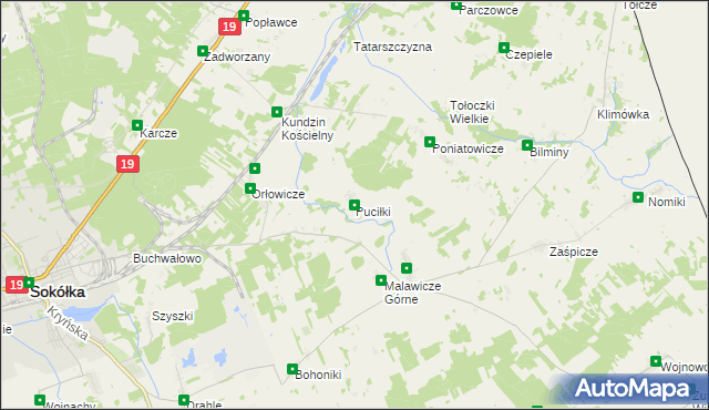 mapa Puciłki, Puciłki na mapie Targeo