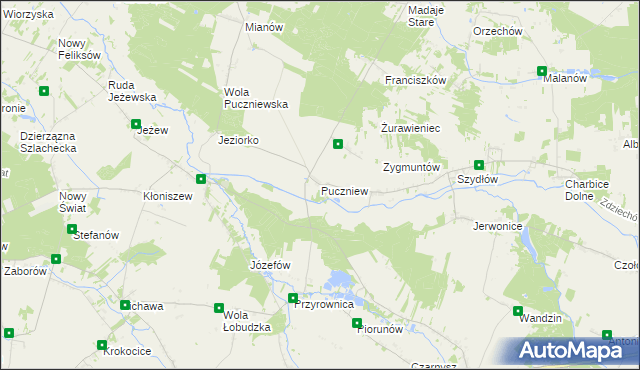 mapa Puczniew, Puczniew na mapie Targeo