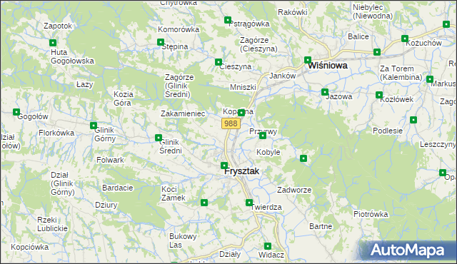 mapa Pułanki gmina Frysztak, Pułanki gmina Frysztak na mapie Targeo