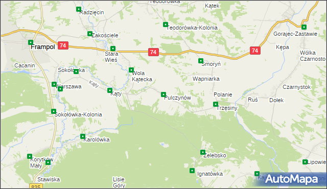 mapa Pulczynów, Pulczynów na mapie Targeo