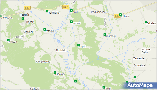 mapa Pupki gmina Turośl, Pupki gmina Turośl na mapie Targeo