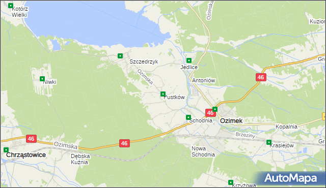 mapa Pustków gmina Ozimek, Pustków gmina Ozimek na mapie Targeo