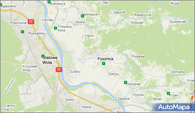 mapa Pysznica, Pysznica na mapie Targeo