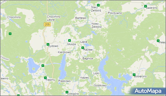 mapa Racław gmina Polanów, Racław gmina Polanów na mapie Targeo