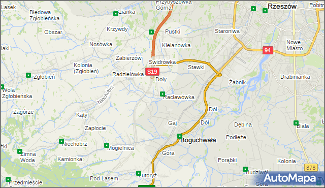 mapa Racławówka, Racławówka na mapie Targeo