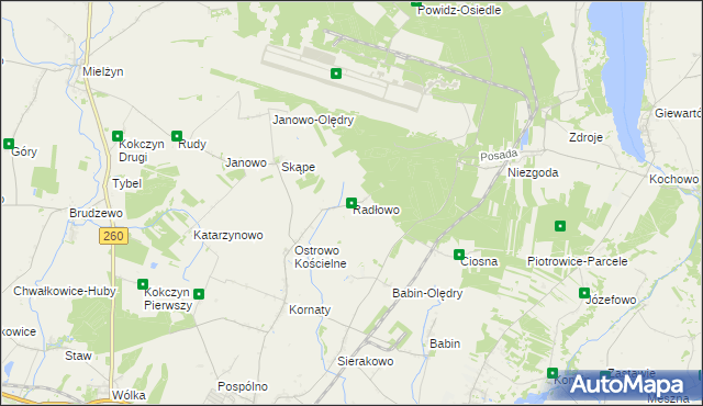 mapa Radłowo gmina Strzałkowo, Radłowo gmina Strzałkowo na mapie Targeo