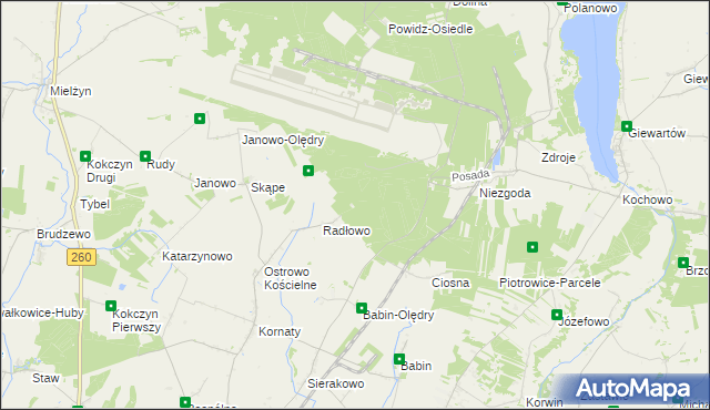 mapa Radłowo Leśne, Radłowo Leśne na mapie Targeo