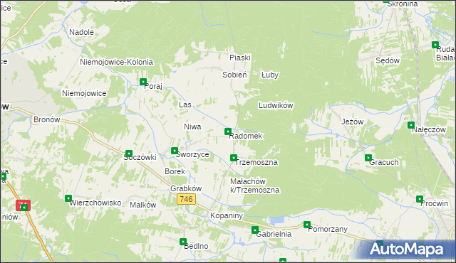 mapa Radomek gmina Końskie, Radomek gmina Końskie na mapie Targeo