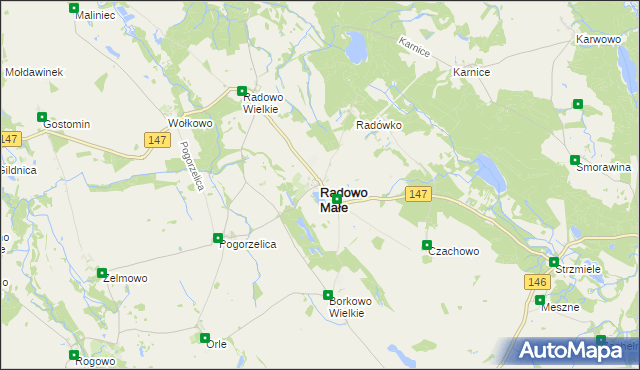 mapa Radowo Małe, Radowo Małe na mapie Targeo