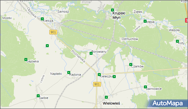 mapa Raduń gmina Wielowieś, Raduń gmina Wielowieś na mapie Targeo